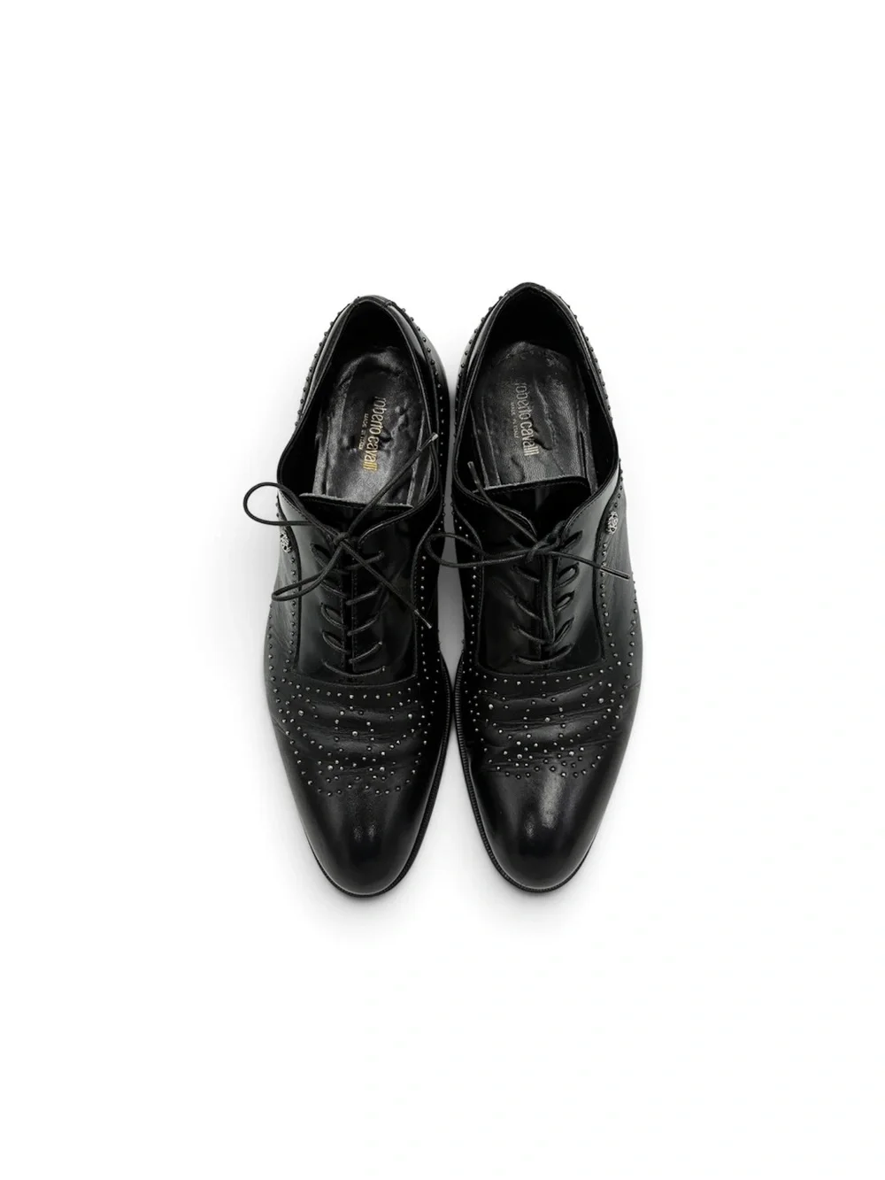 Roberto Cavalli Men's Studded Leather Wingtip Oxfords Black - Size 43.5 / 10.5